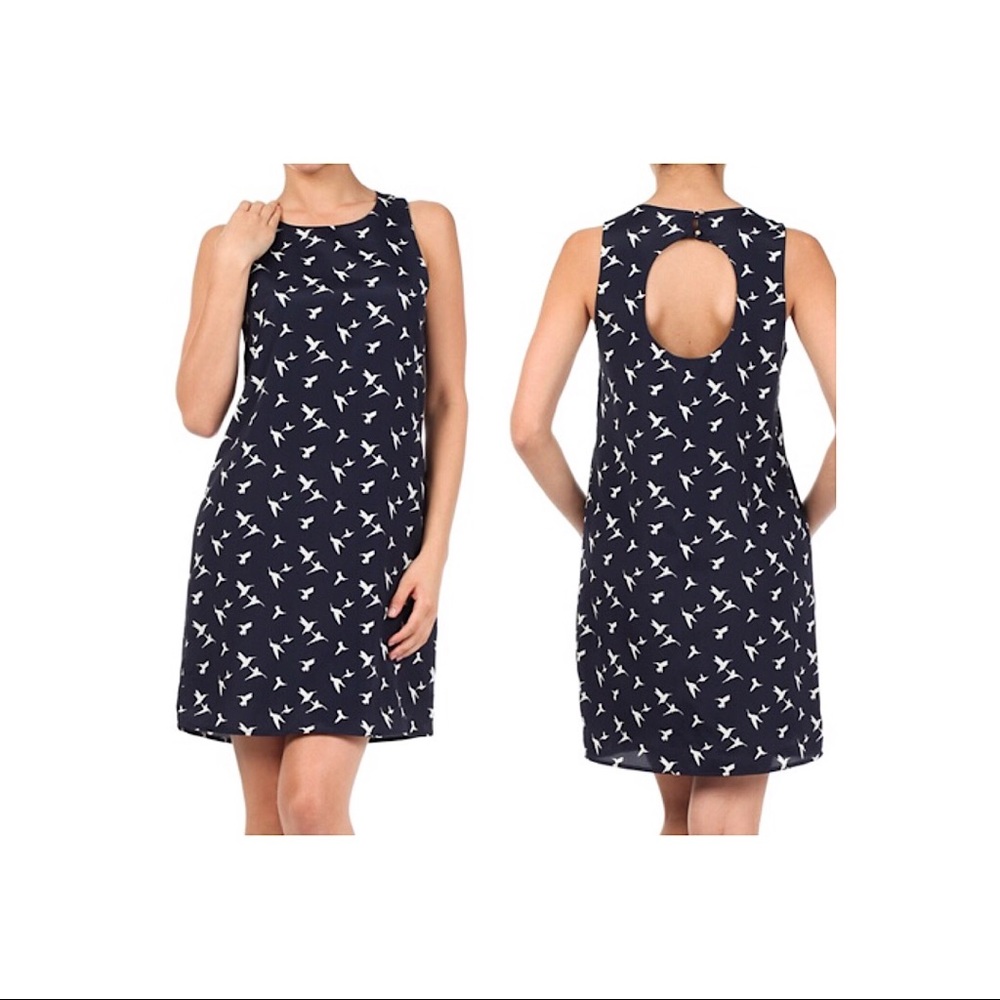 NWOT Navy Blue Patterned Sleeveless Dress